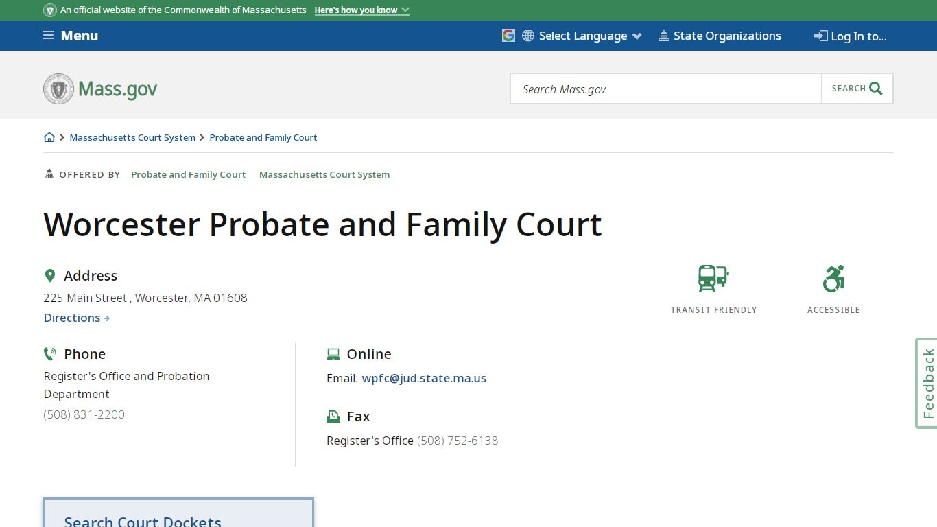 Worcester Probate and Family Court - Mass.gov