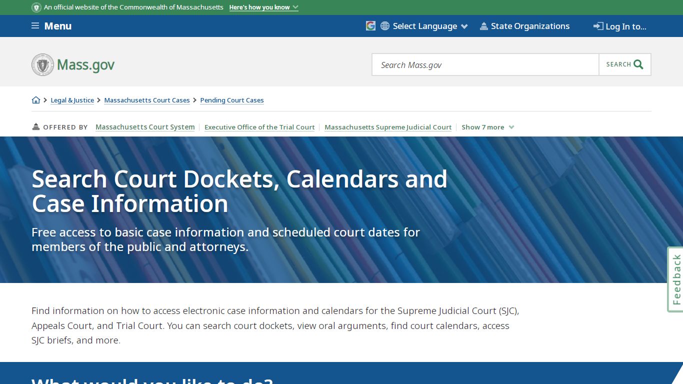 Search Court Dockets, Calendars and Case ... - Mass.gov